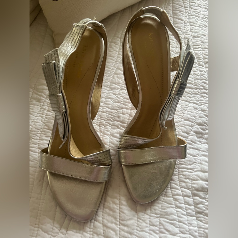 Kate Spade Silver Heels with Bow Accent!! Just Gorgeous for every occasion!!